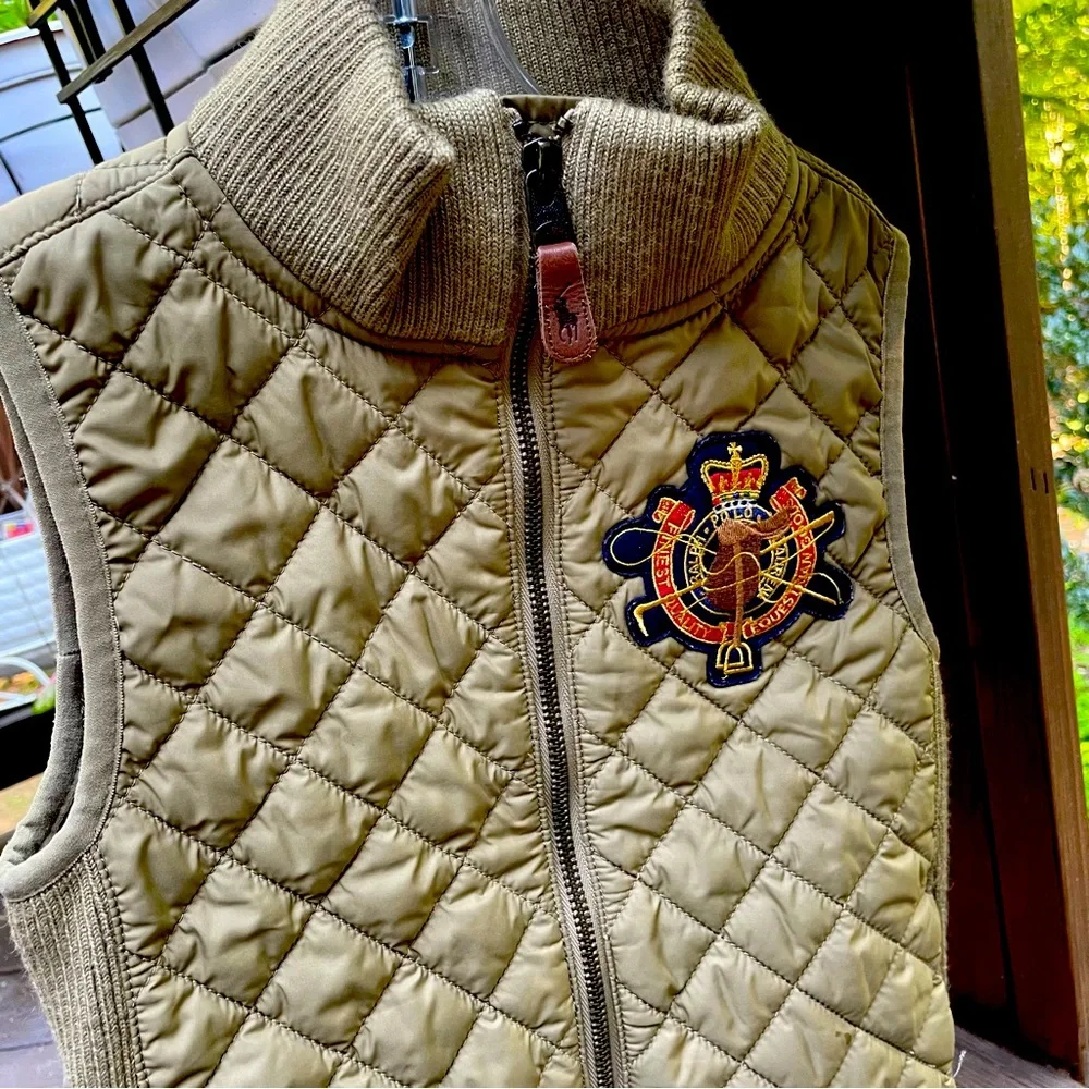 RALPH LAUREN Kids M 8-10 Green Quilted Insulated Full Zip Vest Jacket